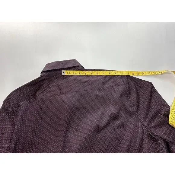 Tahari Regular Fit Stretch Dress Shirt Maroon Mens 2XL - Picture 6 of 8